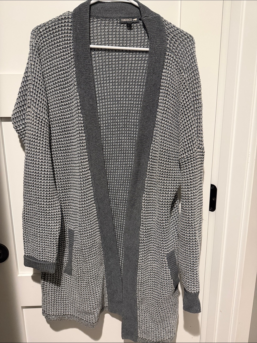 Toad&Co Two-Tone Gray Open-Front Knit Cardigan